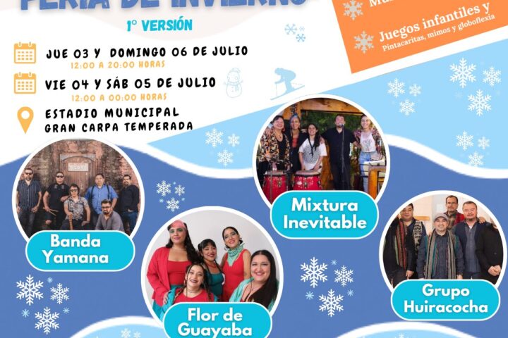 La Ilustre Municipalidad de Antuco invita a todos nuestros vecinos, turistas y visitantes a la 1° versión de la Feria de Invierno de Antuco.